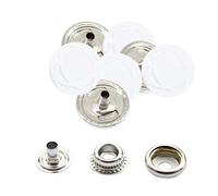 Trimming Shop Press Studs 4 Part, Durable and Lightweight, Metal Snap Fasteners for DIY Jeans, Leathercrafts, Projects, Clothes Repair (15mm, White, 20pcs)