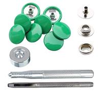 Trimming Shop Press Studs Green Snap Fasteners with Fixing Tools for Clothing, Bags, Leathercraft, Fashion Accessories, DIY Craft Projects, 15mm, 10pcs