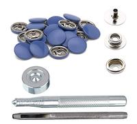 Trimming Shop Press Studs Matte Blue Snap Fasteners with Silver Back Snaps & Fixing Hand Tool for Clothing, Bags, Leathercraft, Fashion Accessories, DIY Craft Projects, 15mm, 10pcs