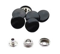 Trimming Shop Press Studs Shiny Black 4 Part Snap Fasteners, Durable and Lightweight, for Clothing, Bags, Leathercraft, Fashion Accessories, DIY Craft Projects, 15mm, 10pcs