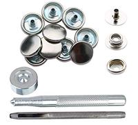 Trimming Shop Press Studs Silver Snap Fasteners with Fixing Tools for Clothing, Bags, Leathercraft, Fashion Accessories, DIY Craft Projects, 15mm, 10pcs