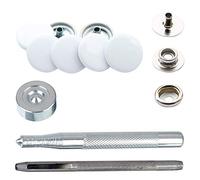 Trimming Shop Press Studs White Snap Fasteners with Fixing Tools for Clothing, Bags, Leathercraft, Fashion Accessories, DIY Craft Projects, 15mm, 10pcs