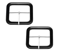 Trimming Shop PVC Black Covered Belt Buckle 50mm Inner Frame Buckles for Belt Replacement Sewing Clothing Repair DIY Craft Bag Strap Hardware - 71mm x 71mm, 2pcs