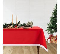 Trimming Shop Rectangle Christmas Tablecloth Red Felt Table Cloth for Xmas Dining Table Decorations, Table Protector Cover, Winter Holiday Dining Party Supplies, 178cm x 132cm, Pack of 1