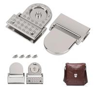 Trimming Shop Rectangular Bag Edge Plate with Rounded Locking Flap Cover, Magnetic Clasp Lock Plate Fitting, Durable Alloy Closure for Handbags & Leathercraft - Silver, Pack of 2