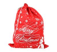 Trimming Shop Red Large Santa Sack | 60x50cm Felt Merry Christmas, Snowman, Snowflake Printed Gift Bag with Drawstring Closure | Festive Storage for Holiday Presents Xmas Gifts, Toys & Sweets | 1pc