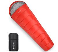 Trimming Shop Red Mummy Sleeping Bag for 6ft Adults, 3-4 Season Camping Sleeping Bag with Hood, Waterproof, Lightweight, Warm, Washable, Outdoor Sleep Bag for Hiking, Travel Camping Accessories