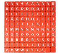 Trimming Shop Red Plastic Tiles with White Letters & Numbers for Scrapbooking Board Games Replacement Spelling Pendants Jewelry Making DIY Craft Projects, 100pcs