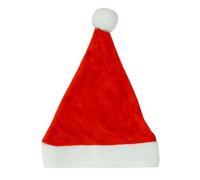 Trimming Shop Red Santa Hat for Adults, Classic Velvet Christmas Hat with White Cuff & Fluffy Pom Pom, Santa Claus Fancy Dress Headwear, Holiday Costume & Xmas Party Accessory - 1pc