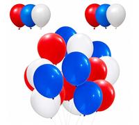 Trimming Shop Red White Blue Plain Balloons - 10 Inch Union Jack Theme Party Decorations for British Celebrations, Coronation Events, Street Parties, 5pcs