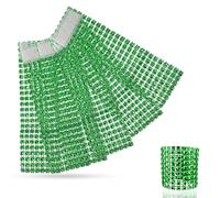Trimming Shop Rhinestone & Diamante Napkin Rings - Decorative Acrylic Napkin Holders for Weddings, Valentine’s, Birthdays, Christmas, and Xmas Dining Party - 13cm x 4cm, 50pcs, Green