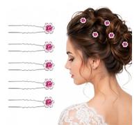 Trimming Shop Rose Flower Crystal Hair Pins Clips - Pink, Pack of 40
