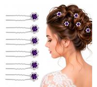 Trimming Shop Rose Flower Crystal Hair Pins Clips - Purple, Pack of 20