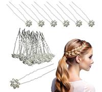 Trimming Shop Rose Flower Crystal Hair Pins Clips - Silver, Pack of 5