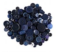 Trimming Shop Round Resin Buttons 2 & 4 Holes Assorted Colours and Sizes for Sewing Craft, Children’s Handmade Decoration, DIY Project, 50g, Mixed Navy Blue