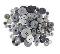 Trimming Shop Round Resin Buttons 2 & 4 Holes Assorted Mixed Colours and Sizes For Sewing Craft, Children’s Handmade Decoration, DIY Project, 50g, Mixed Grey