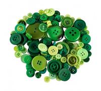 Trimming Shop Round Resin Buttons 2 & 4 Holes Assorted Mixed Colours and Sizes For Sewing Craft, Children’s Handmade Decoration, DIY Project, 50g, Mixed Green