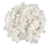 Trimming Shop Round Resin Buttons 2 & 4 Holes Assorted Mixed Colours and Sizes For Sewing Craft, Children’s Handmade Decoration, DIY Project, 50g, White