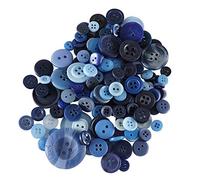 Trimming Shop Round Resin Buttons 2 & 4 Holes Assorted Mixed Colours and Sizes For Sewing Craft, Children’s Handmade Decoration, DIY Project, 50g, Mixed Blue