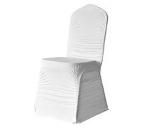 Trimming Shop Ruched Chair Cover White 160GSM Spandex Polyester, Pack of 1