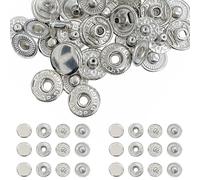 Trimming Shop S Spring Press Studs, 15mm Metal Snap Fastener Durable, No-Sew Buttons for Clothing, Wallets, Clutches, DIY Leathercrafts, Handbag, Jackets, Silver, 20pcs
