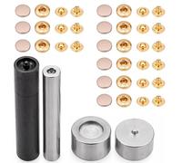 Trimming Shop S Spring Press Studs Snap Fasteners Kit with Hand Fixing Tool, Metal Fasteners with Alloy Cap for DIY Leathercraft, Clothing Repair, Jacket, Handbag (15mm, Gold, 10pcs)