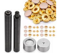 Trimming Shop S Spring Press Studs Snap Fasteners Kit with Hand Fixing Tool, Metal Fasteners with Alloy Cap for DIY Leathercraft, Clothing Repair, Jacket, Handbag (12.5mm, Gold, 50pcs)