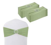 Trimming Shop Sage Green Spandex Chair Band with Slider Buckle, Stretchy Fabric Chair Band Sash, Elastic Wedding Chair Cover Band, Chair Decoration Party, Reception, Banquet, 25pcs
