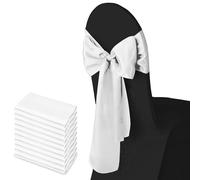 Trimming Shop Satin Chair Sashes 7"x108" Decorative Bow Sash for Wedding, Party, Banquet, Hemmed Edges, Reusable, Elegant Ties for Chairs, Christmas Event Supplies Decoration, Baby Blue, 10pcs