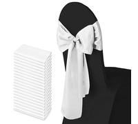 Trimming Shop Satin Chair Sashes 7"x108" Decorative Bow Sash for Wedding, Party, Banquet, Hemmed Edges, Reusable, Elegant Ties for Chairs, Christmas Event Supplies Decoration, Navy Blue, 25pcs