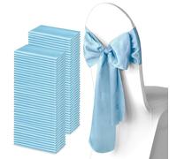 Trimming Shop Satin Chair Sashes 7"x108" Decorative Bow Sash for Wedding, Party, Banquet, Hemmed Edges, Reusable, Elegant Ties for Chairs, Christmas Event Supplies Decoration, Baby Pink, 50pcs