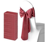 Trimming Shop Satin Chair Sashes 7"x108" Decorative Bow Sash for Wedding, Party, Banquet, Hemmed Edges, Reusable, Elegant Ties for Chairs, Christmas Event Supplies Decoration, Gold, 50pcs