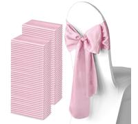 Trimming Shop Satin Chair Sashes 7"x108" Decorative Bow Sash for Wedding, Party, Banquet, Hemmed Edges, Reusable, Elegant Ties for Chairs, Christmas Event Supplies Decoration, Hot Pink, 100pcs