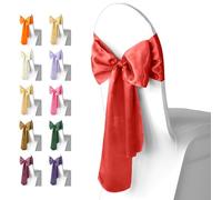 Trimming Shop Satin Chair Sashes 7"x108" Decorative Bow Sash for Wedding, Party, Banquet, Hemmed Edges, Reusable, Elegant Ties for Chairs, Christmas Event Supplies Decoration, Burgundy, 25pcs