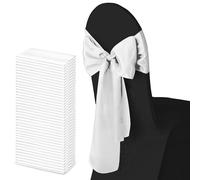 Trimming Shop Satin Chair Sashes 7"x108" Decorative Bow Sash for Wedding, Party, Banquet, Hemmed Edges, Reusable, Elegant Ties for Chairs, Christmas Event Supplies Decoration, Hot Pink, 50pcs
