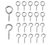 Trimming Shop Screw Hooks - 23mm Chrome-Plated Silver Net Hooks Heavy Duty Metal Hanging Hook Multifunctional Net Curtains Wire for DIY, Crafts, Jewellery, Curtain Wire, Indoor & Outdoor Use, 25pcs