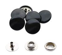 Trimming Shop Shiny Black 15mm Press Studs 4 Part, Durable and Lightweight, Metal Snap Fasteners for Jackets, Jeans, Leather Craft, Straps and Sewing Projects, Clothes Repair, 10pcs