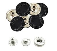 Trimming Shop Shiny Black with Design 15mm S Spring Press Studs 4 Part, Durable and Lightweight, Metal Snap Fasteners for Jackets, Jeans, Leather Craft, Sewing Projects, Clothes Repair 50pcs