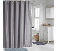 Trimming Shop Shower Curtain Polyester Fabric Bathroom Curtain Mould & Mildew Resistant With 12 Curtain Hook Waterproof Bath Curtain 180 x 200cm Long Shower Curtain Liner Washable, Plain Grey