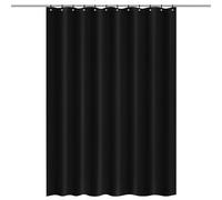 Trimming Shop Shower Curtain With 12 Hooks, Mold and Mildew Resistant 72x72 Inch Long, Washable PEVA Plain Bathroom Curtains, Shower Curtain Liner 180 x 180cm Long, Black
