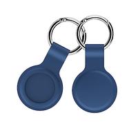 Trimming Shop Silicone Case Keyring Compatible with AirTag, Scratch-Resistant Shock-Proof Durable Holder with Keychain for Keys, Pet Collars, Luggage, Backpack (Blue, 2 Pack)