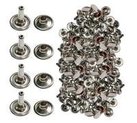 Trimming Shop Silver, 100 Sets, 10mm Double Cap Rivets, Tubular Metal Studs for Leather Crafting & Clothing Repair, Sewing Rivets, DIY Projects - 10mm x 9mm Metal Rivets for Crafts & Repairs