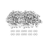 Trimming Shop Silver 6mm Brass Eyelets with Washers Rust Proof Durable Grommets for Repair Clothing, Leather Work, Scrapbooking, Art and Craft, 100pcs