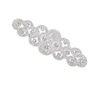 Trimming Shop Silver Diamante Crystal Rhinestone Motif Sew on Applique Patch for Wedding Bridal Dress, Western Outfit, Sash Belt, Purse Decoration, Party Fashion Wear Embellishment, 180mm x 60mm