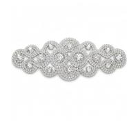 Trimming Shop Silver Diamante Crystal Rhinestone Sew on Motif 180mm x 60mm
