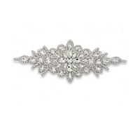 Trimming Shop Silver Rhinestone Diamante Motif Sewing Applique 24 x 8.5cm | Crystal Patch No. 217 For Wedding Dresses, Bridal Wear, Formalwear, Costumes, Crafts & DIY