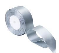 Trimming Shop Silver Ribbon Roll - 23mm x 25 Metres - Double Sided Satin Brightly Coloured - 100% Polyester - for Gift Wrapping, Decorating, Arts and Craft - Machine Washable