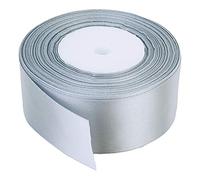 Trimming Shop Silver Ribbon Roll - 50mm x 25 Metres - Double Sided Satin Brightly Coloured - 100% Polyester - for Gift Wrapping, Decorating, Arts and Craft - Machine Washable