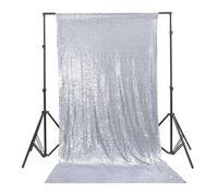 Trimming Shop Silver Sequin Backdrop Curtain 4ft x 9ft Sparkling Glitter Backdrop High-Density Sequin Fabric, Photography Background for Weddings, Birthdays, Parties, Christmas & Event Decoration