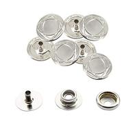 Trimming Shop Silver with Design 15mm Press Studs 4 Part, Durable and Lightweight, Metal Snap Fasteners for Jackets, Jeans, Leather Craft, Straps and Sewing Projects, Clothes Repair, 10pcs